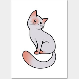 White Kitty Posters and Art